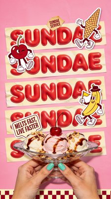 Colorful Sundae Dessert with Fun Characters