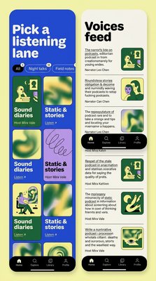 Podcast Application Interface Design Featuring Listening Options