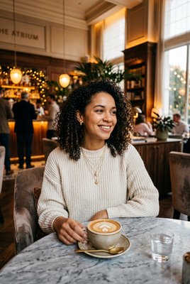 Woman in Hotel Cafe