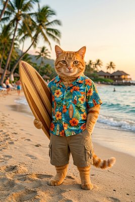 Orange Cat Beach Vibes