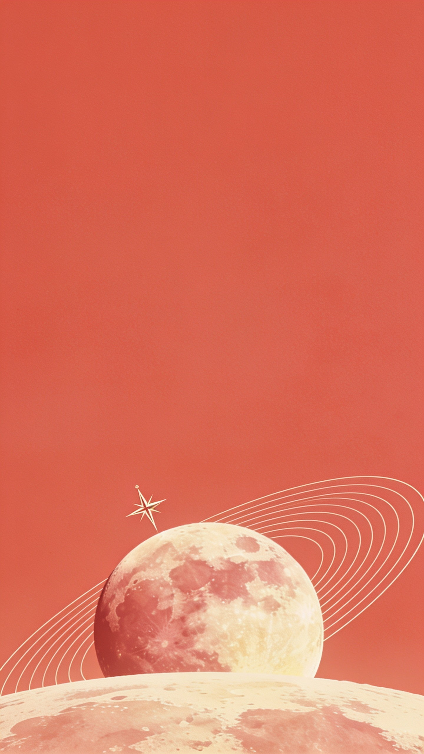 Surreal Cosmic Landscape with Moon and Rings