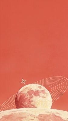 Surreal Cosmic Landscape with Moon and Rings