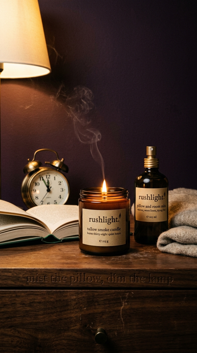 Cozy Candle and Room Spray on Nightstand