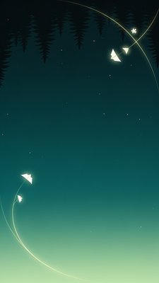 Serene Night Sky with Paper Airplanes and Stars