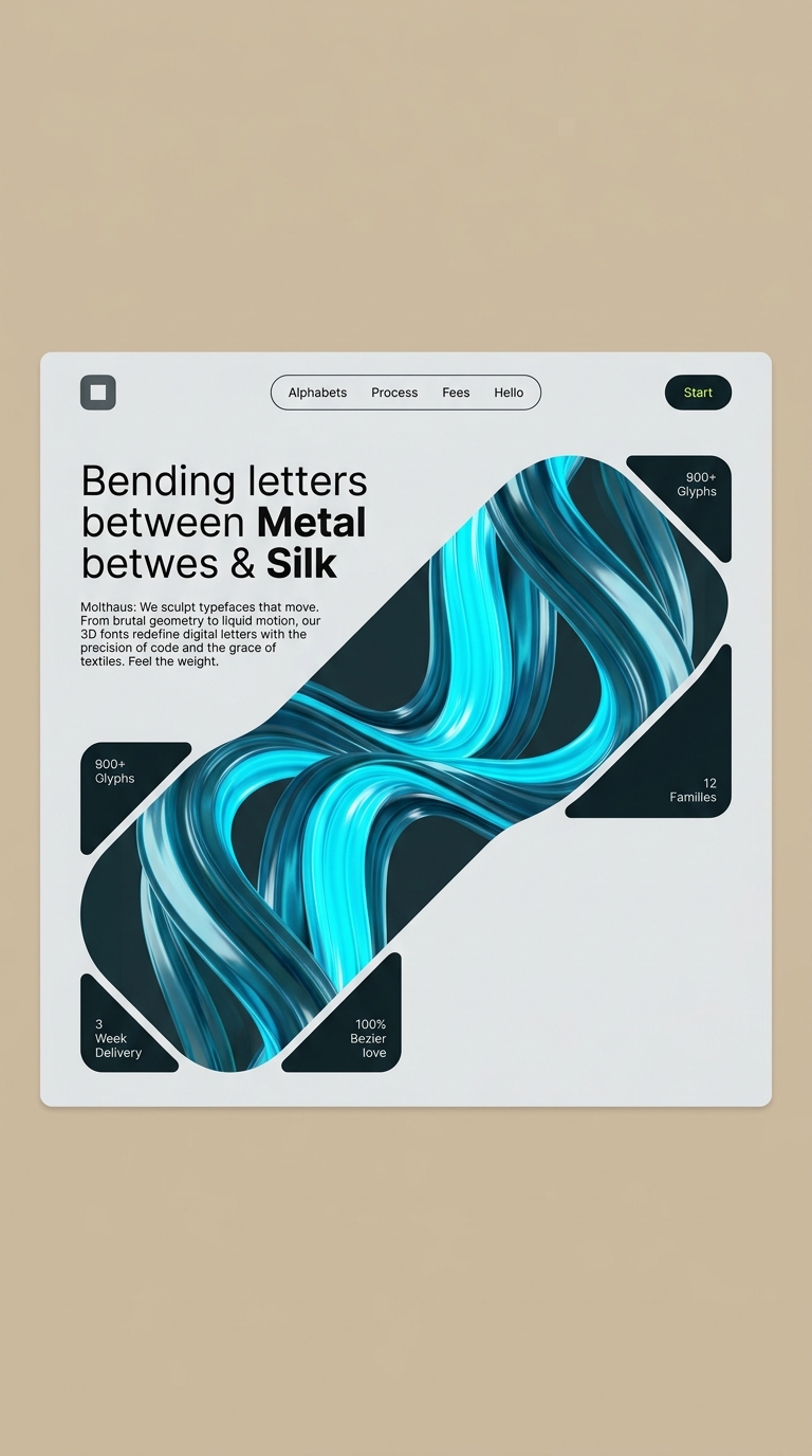 Innovative Design of Metal and Silk Typography