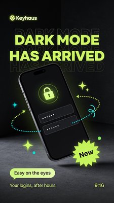 Dark Mode Feature Announcement for Keyhaus App