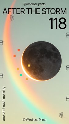After the Storm: Celestial Art Print with Moon and Colorful Elements