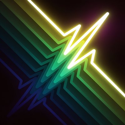 Vibrant Neon Lightning Bolt Graphic Design