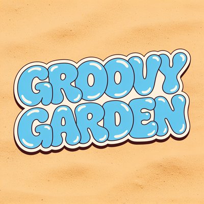 Vibrant Groovy Garden Logo with Bubble Letters