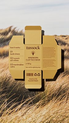Tussock Windworn Clay Face Mask Packaging Analysis