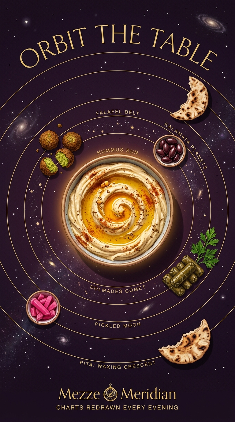 Cosmic Food Chart Featuring Mediterranean Dishes