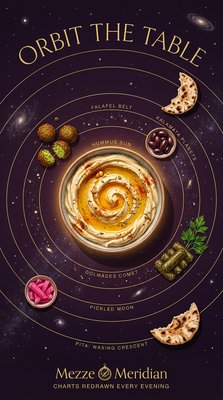 Cosmic Food Chart Featuring Mediterranean Dishes