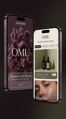 Stylish Mobile App Interface for OMU Rituals