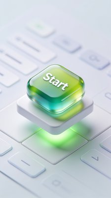 Modern Start Button on Keyboard for Digital Interfaces