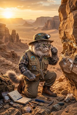 Cat Geologist - Desert Exploration