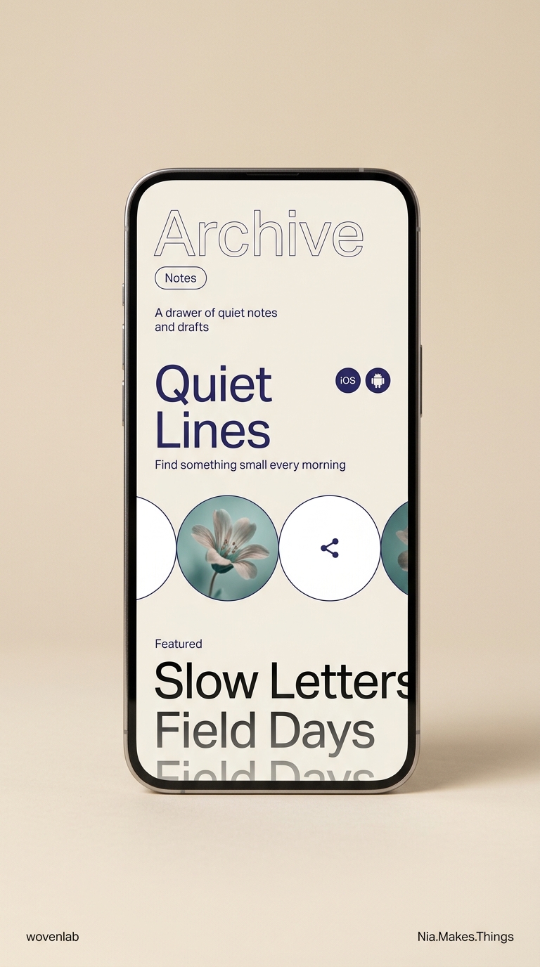 Modern Mobile App Interface Displaying Notes Archive