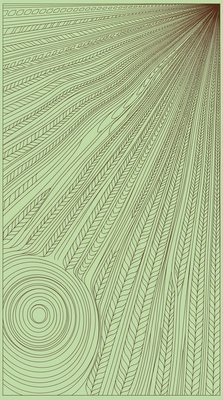Abstract Green Line Art with Radiating Patterns