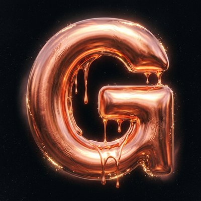 Stylized Metallic Letter G with Dripping Effect