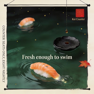 Artistic Sushi Presentation with Koi Theme