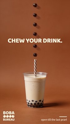 Delicious Boba Drink with Floating Pearls