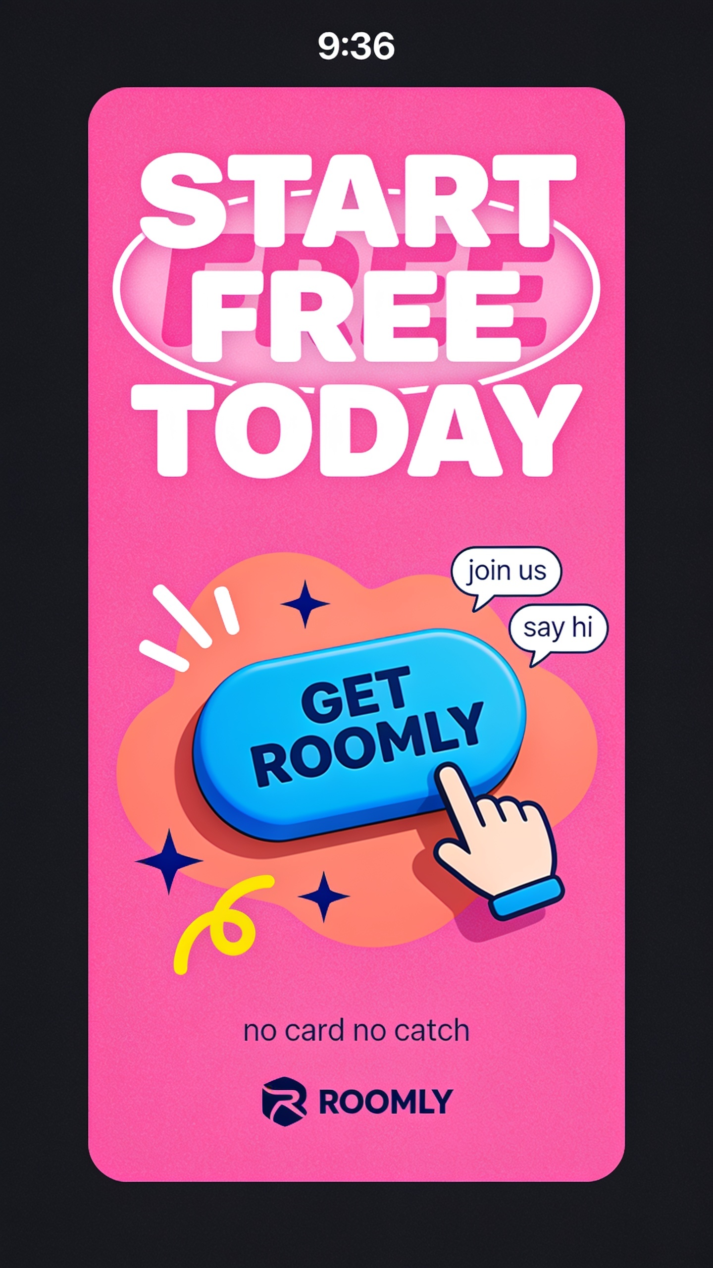 Promotional Banner for Roomly Service with Call to Action