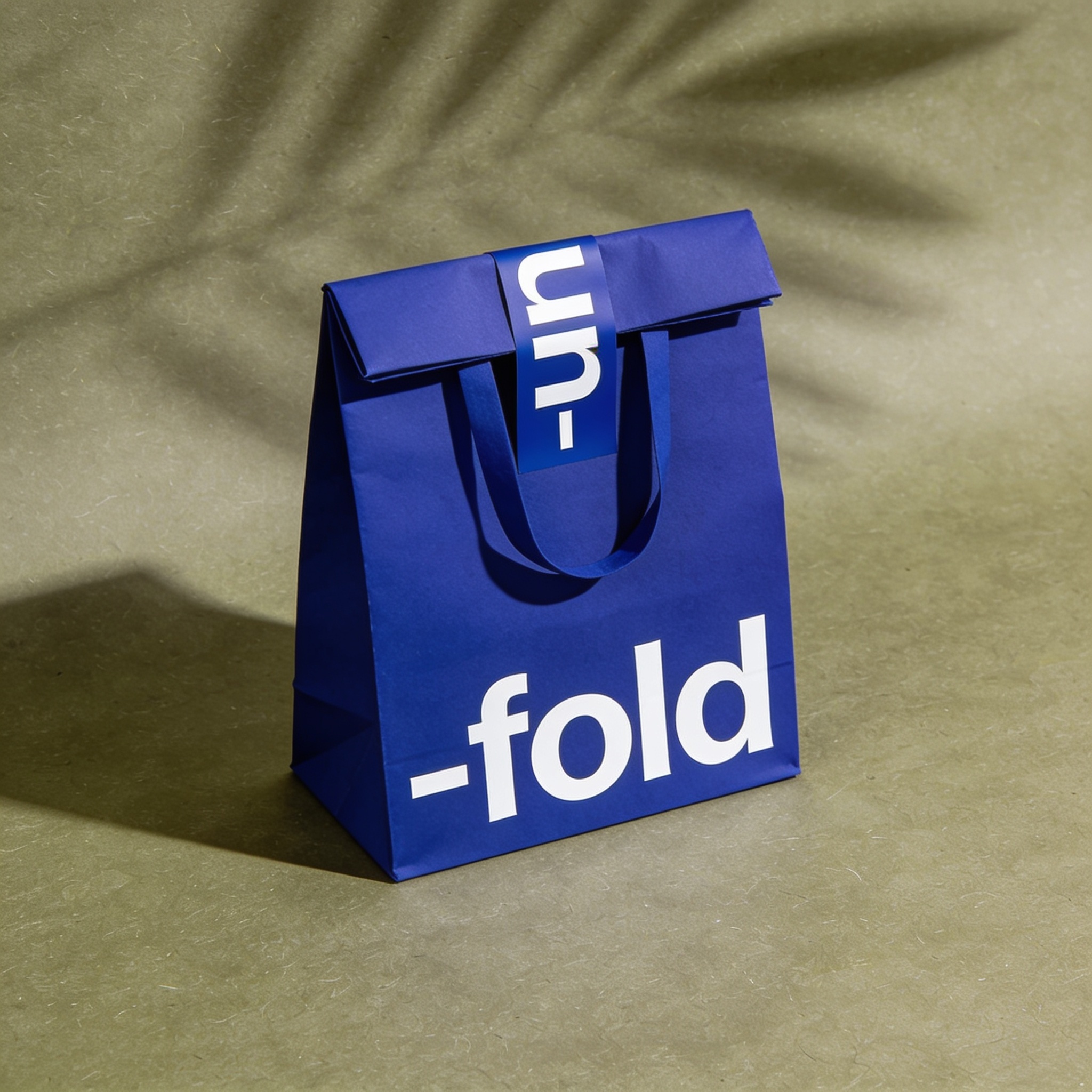 Stylish Blue Paper Bag with Bold Typography