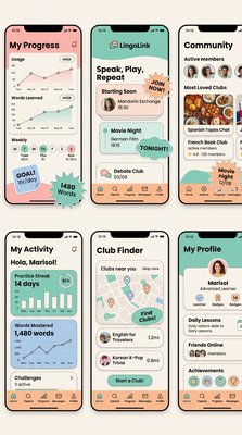Language Learning App Interface Showcase