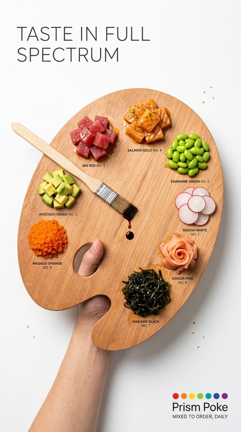 Colorful Poke Ingredients on a Palette