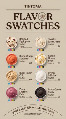 Tintoria Ice Cream Flavor Swatches Display