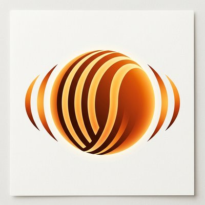 Stylized Abstract Sphere with Waves in Warm Tones