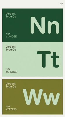 Color Palette and Typography Samples for Verdant Type Co.