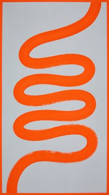 Abstract Orange Line Art on Gray Background