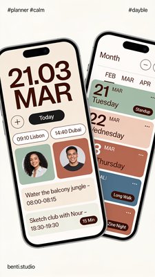 Digital Planner Interface with Events and Dates