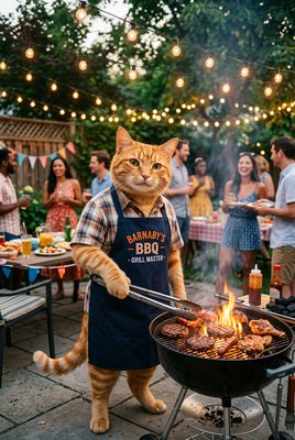 Orange Cat BBQ Master