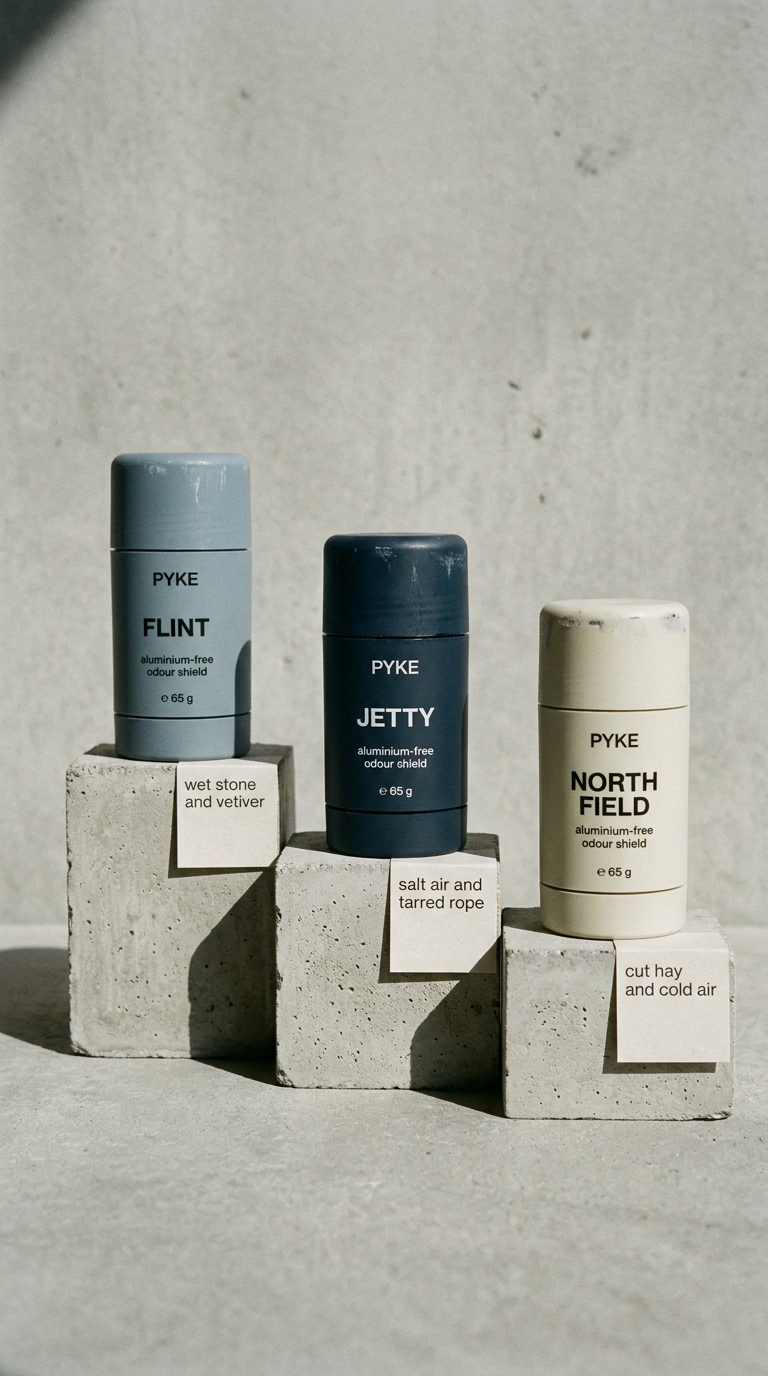 Stylish Aluminum-Free Deodorants by PYKE on Concrete Stands