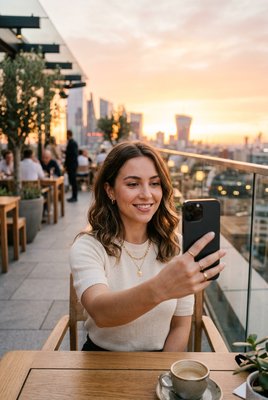 Stylish woman in her 20s taking a selfie