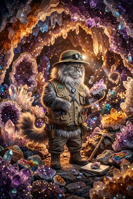 Geologist Cat in Crystal Cave