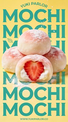Delicious Mochi Dessert with Strawberry Filling