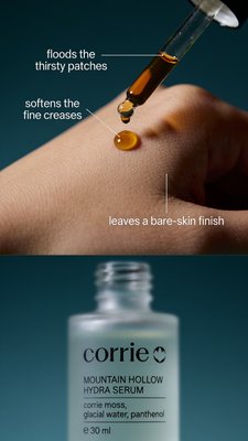 Hydra Serum Application and Bottle Close-Up