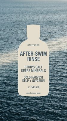 After-Swim Rinse Product Label with Sea Background