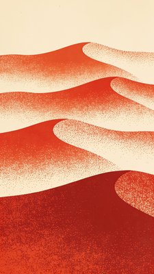 Abstract Red Dunes with Gradients and Dots