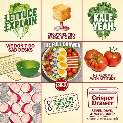 Creative Food-Themed Collage with Fun Puns
