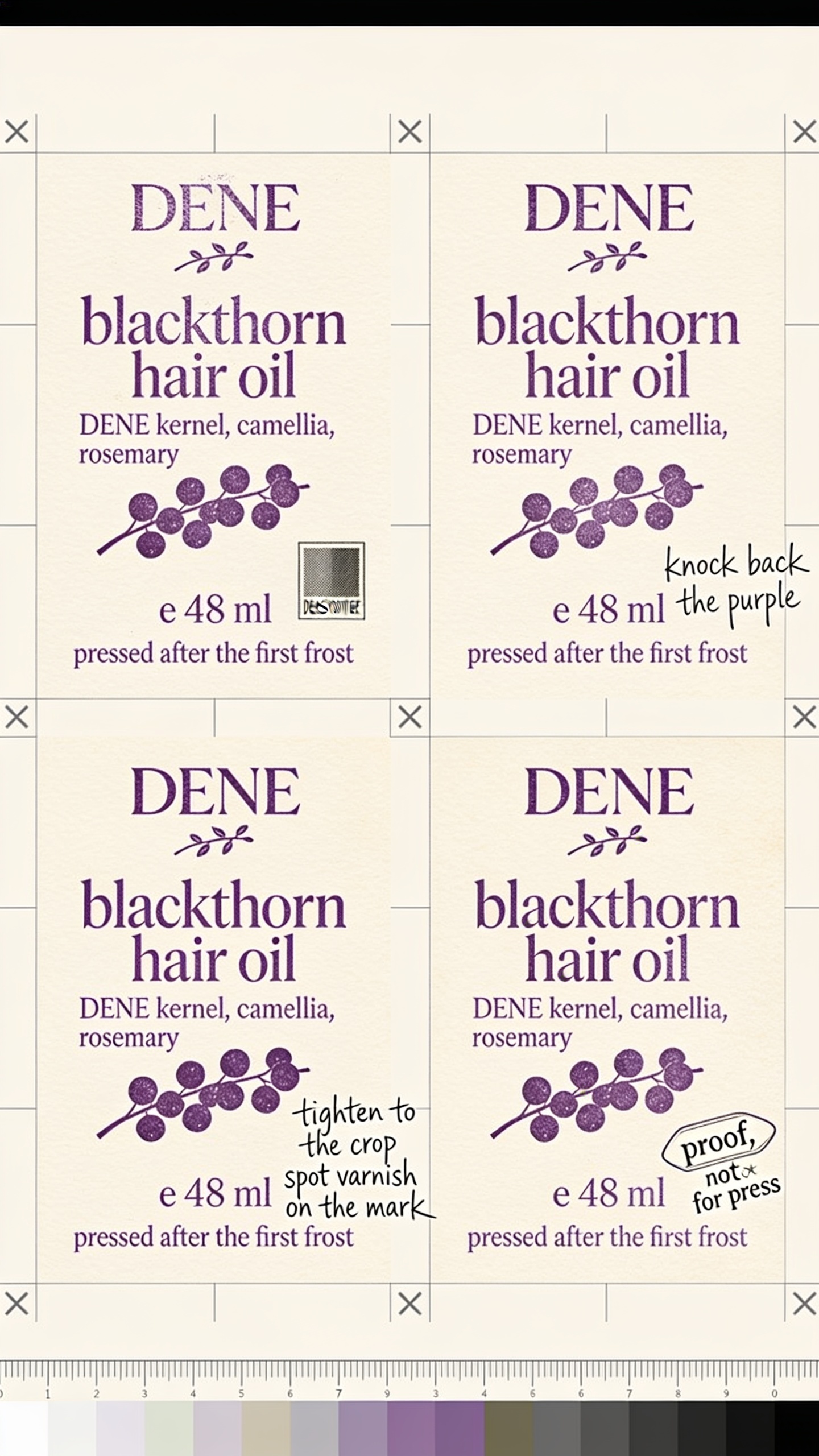 DENE Blackthorn Hair Oil Packaging Design