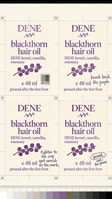 DENE Blackthorn Hair Oil Packaging Design