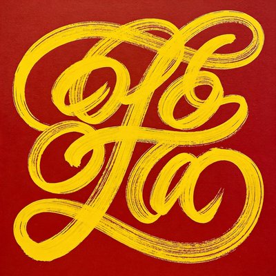 Vibrant Hand Lettering Art on Red Background