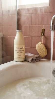 Relaxing Bath Scene with Oat Milk Bath Product