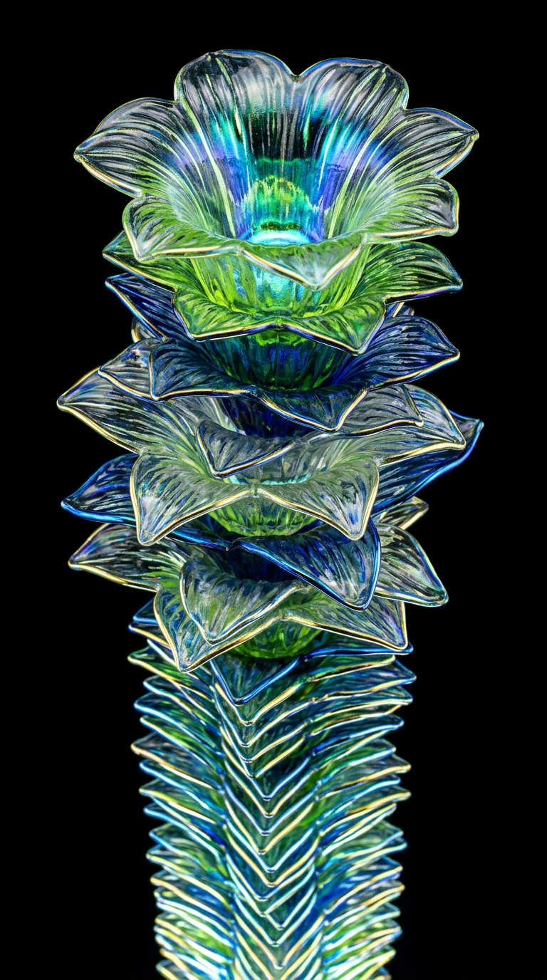 Colorful Glass Flower Sculpture with Intricate Details