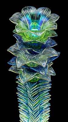 Colorful Glass Flower Sculpture with Intricate Details