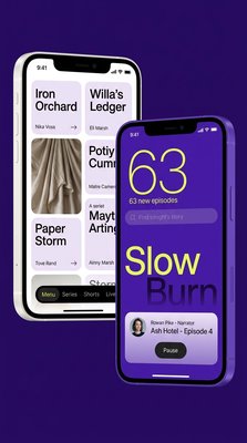 Smartphone Screens Showcasing Podcast App Features