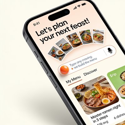 Mobile App Interface for Meal Planning and Discovery
